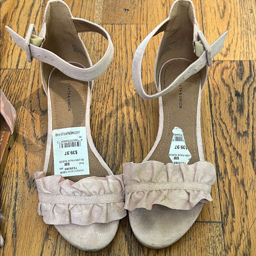 14th & Union Blush Ruffle Ankle-Strap Heels